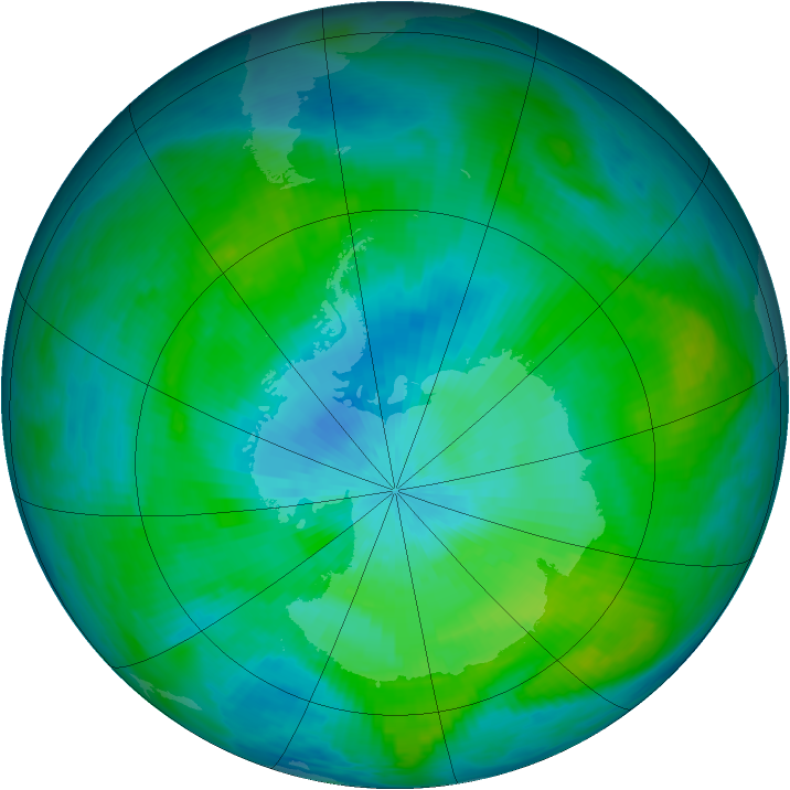 Antarctic ozone map for 22 February 1979